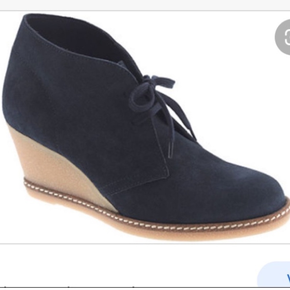 J. Crew MacAlister Navy Suede Wedge Chukka Bootie